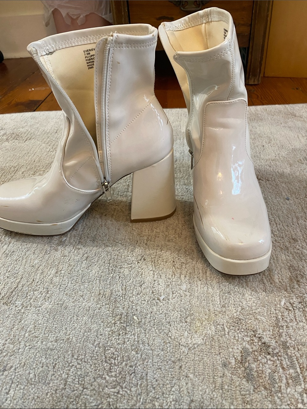 Steve Madden White Patent Platform Ankle Boots